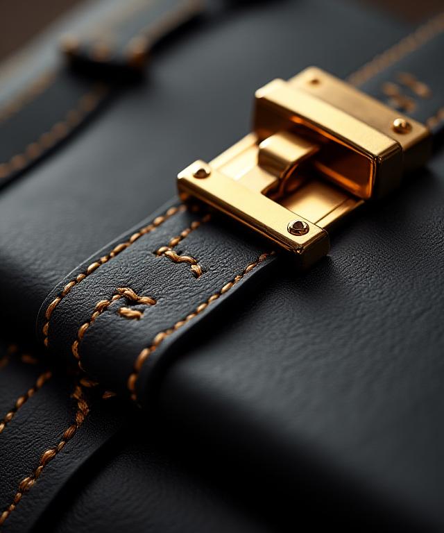 Close-up of a handcrafted Aura Stitch leather handbag with intricate stitching
