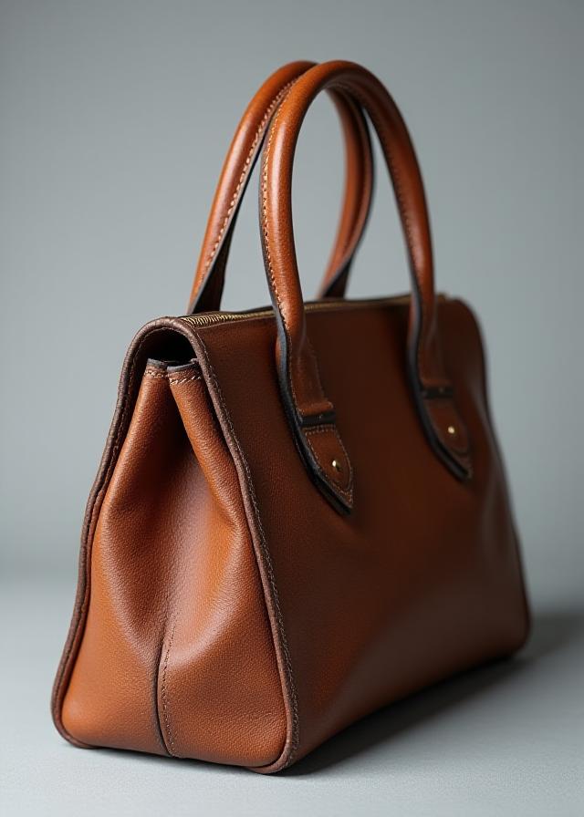 Vintage leather bag with scuffs and faded color